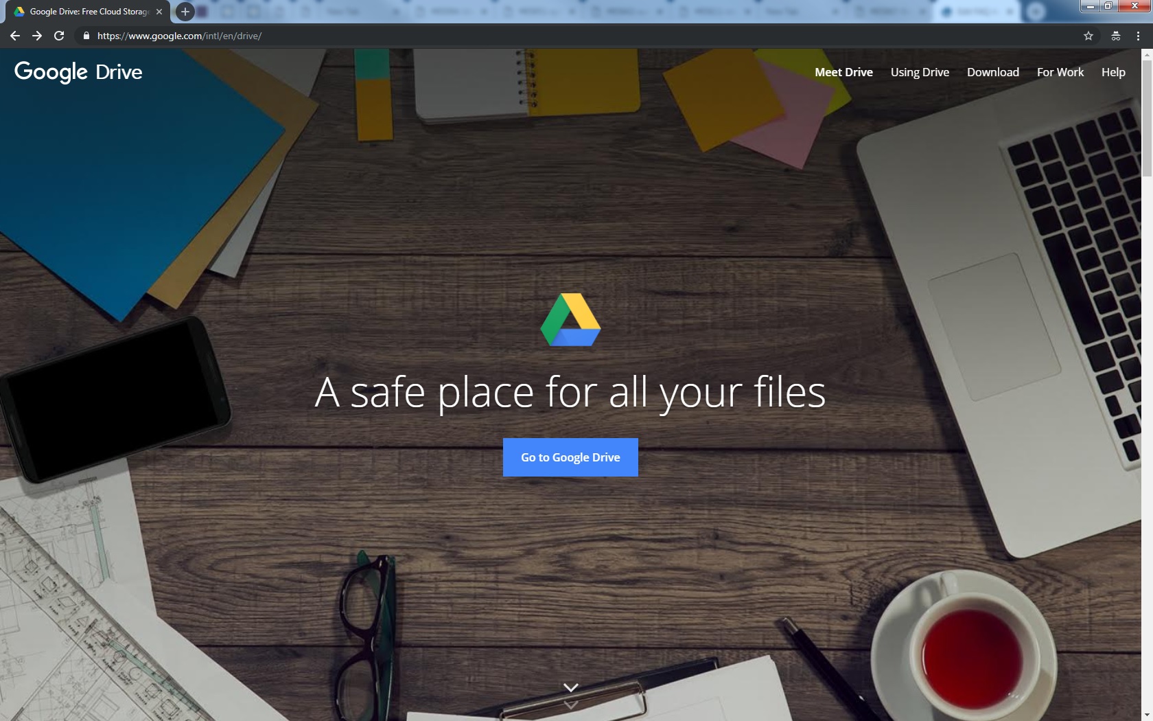 Picture of the Google Drive landing page 
