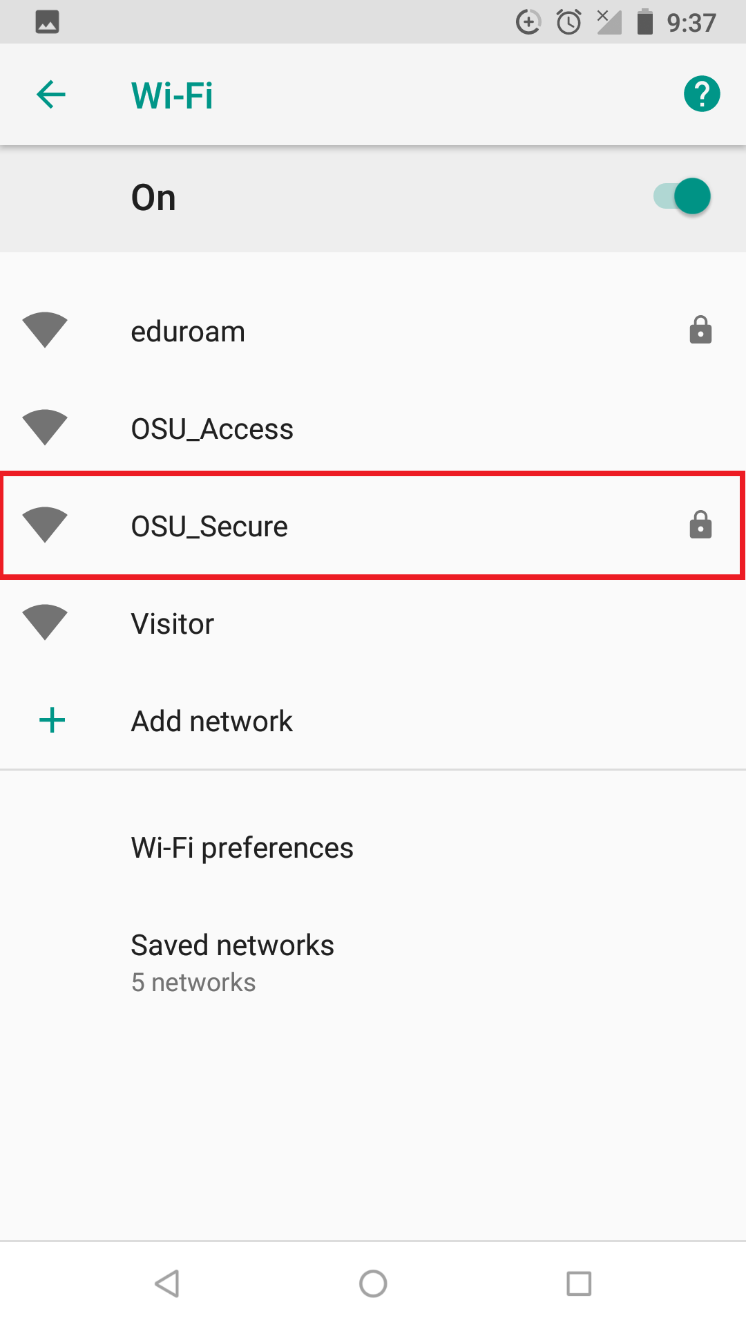 Reconnect to OSU_Secure